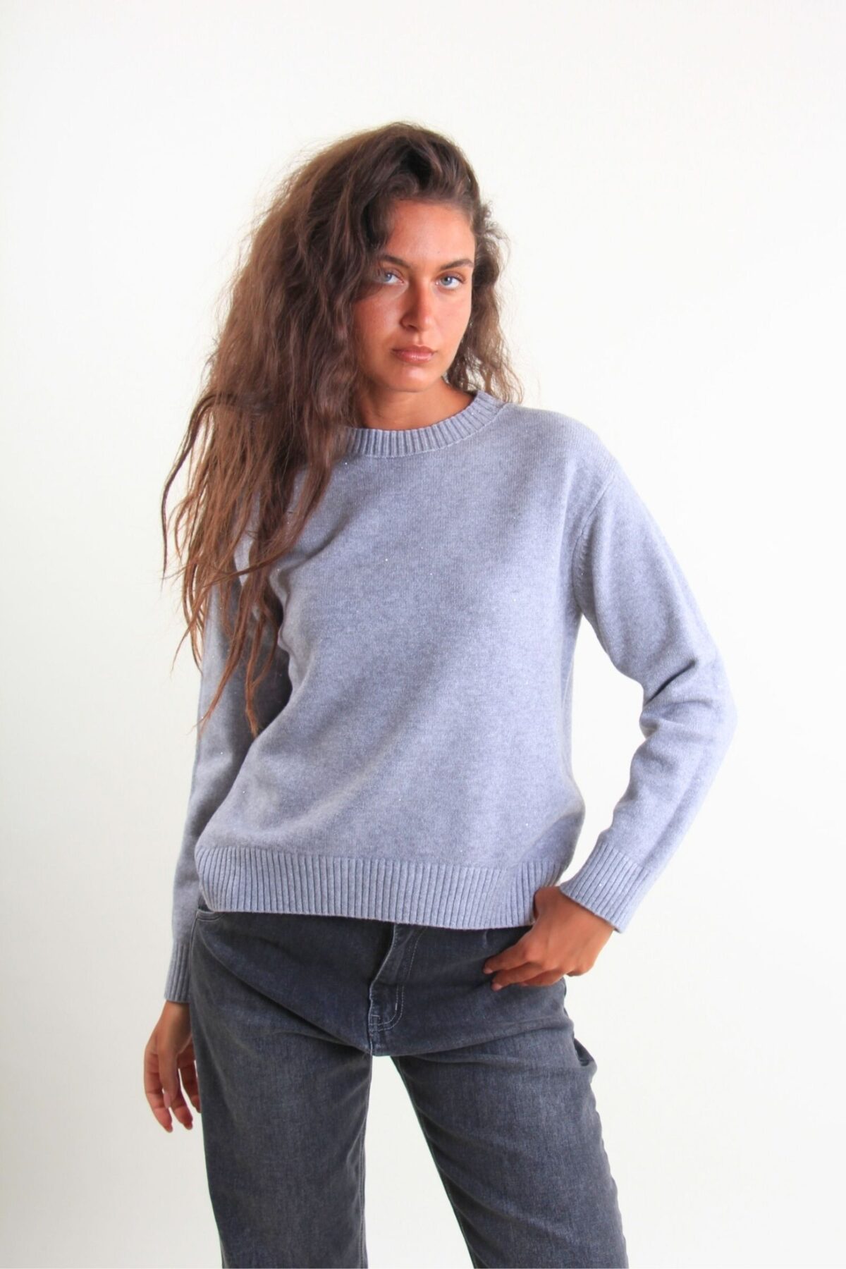 MAGLIONE GIROCOLLO CON MICROPAILLETTES