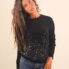 MAGLIA CON PAILETTES IN DÉGRADÉ - Black, TU