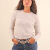 MAGLIA A TRECCE GIROCOLLO - Beige, TU