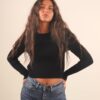 MAGLIA A TRECCE GIROCOLLO - Black, TU