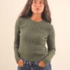 MAGLIA A TRECCE GIROCOLLO - Verde khaki, TU
