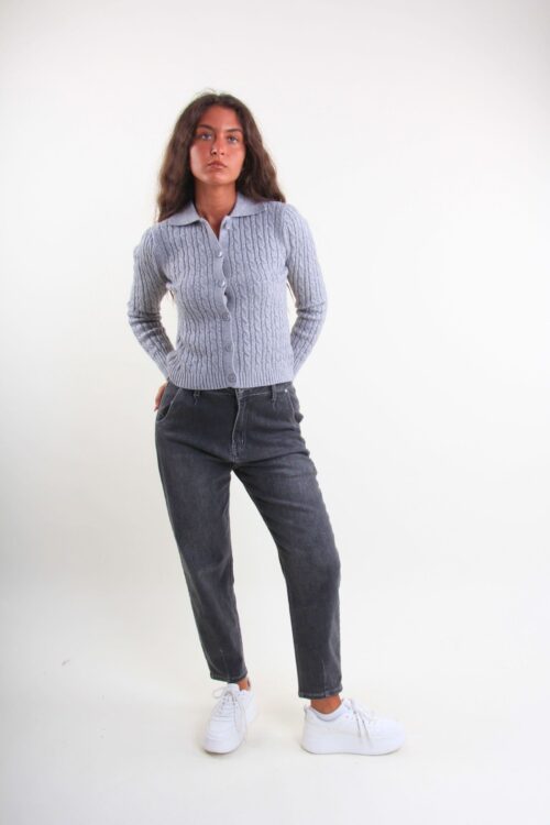 Alternative view of CARDIGAN TRECCIA CON COLLETTO