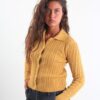 CARDIGAN TRECCIA CON COLLETTO - Ocra, TU