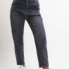 JEANS CARROT FIT A VITA ALTA - Grey, XS