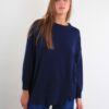 MAGLIA OVER CON SPACCO SUL FONDO - Blu, TU