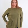 MAGLIA OVER CON SPACCO SUL FONDO - Verde olive, TU