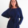MAGLIA LUNGA CON CINTURA - Blu, TU