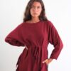 MAGLIA LUNGA CON CINTURA - Bordeaux, TU