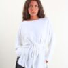 MAGLIA LUNGA CON CINTURA - Panna, TU
