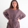 MAGLIA LUNGA CON CINTURA - Taupe, TU