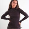 MAGLIA A COSTE CON COLLO ALTO E TRASPARENZE - Dark Brown, TU