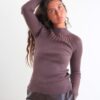 MAGLIA A COSTE CON COLLO ALTO E TRASPARENZE - Taupe, TU