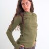 MAGLIA A COSTE CON COLLO ALTO E TRASPARENZE - Verde olive, TU