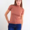 MAGLIA A MANICHE CORTE CON COLLO ALTO - Moka, TU