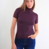 MAGLIA A MANICHE CORTE CON COLLO ALTO - Uva, TU
