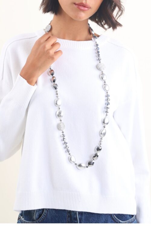 COLLANA LUNGA CON SFERE E CRISTALLI