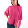 MAGLIONE OVER CON MANICHE A 3/4 - Fucsia, TU