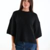 MAGLIONE OVER CON MANICHE A 3/4 - Nero, TU