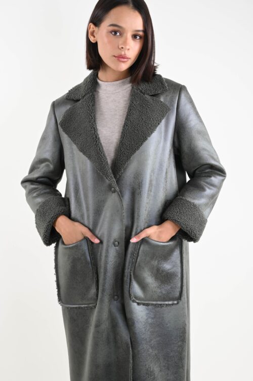 Alternative view of SHEARLING LUNGO IN ECOPELLE