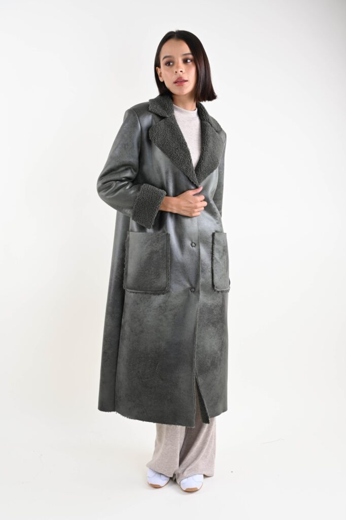 SHEARLING LUNGO IN ECOPELLE 