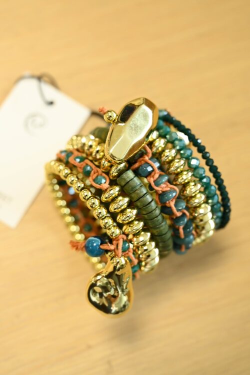 BRACCIALE ELASTICO MULTIFILO CON DETTAGLI ORO