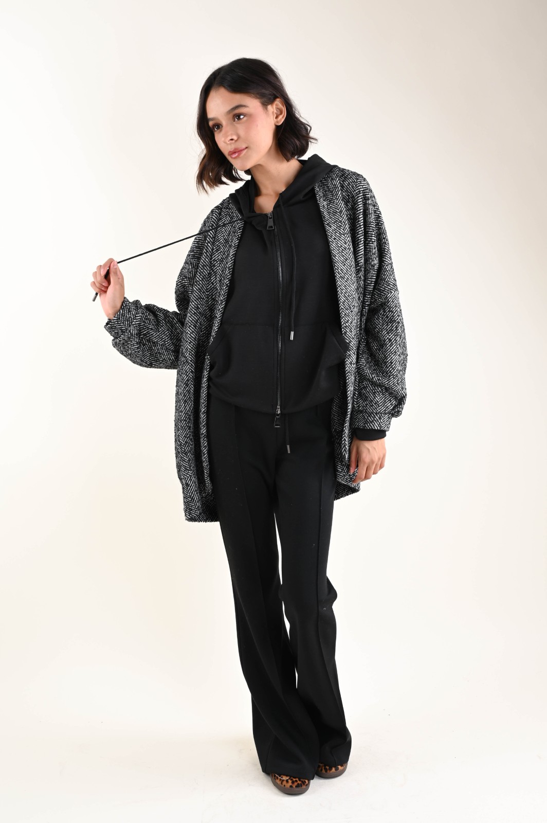 CARDIGAN IN TESSUTO A SPINA DI PESCE – Bild 2