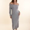 ABITO IN MAGLIA CON SCOLLO ALLA BARDOT - Grigio, TU
