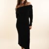 ABITO IN MAGLIA CON SCOLLO ALLA BARDOT - Nero, TU
