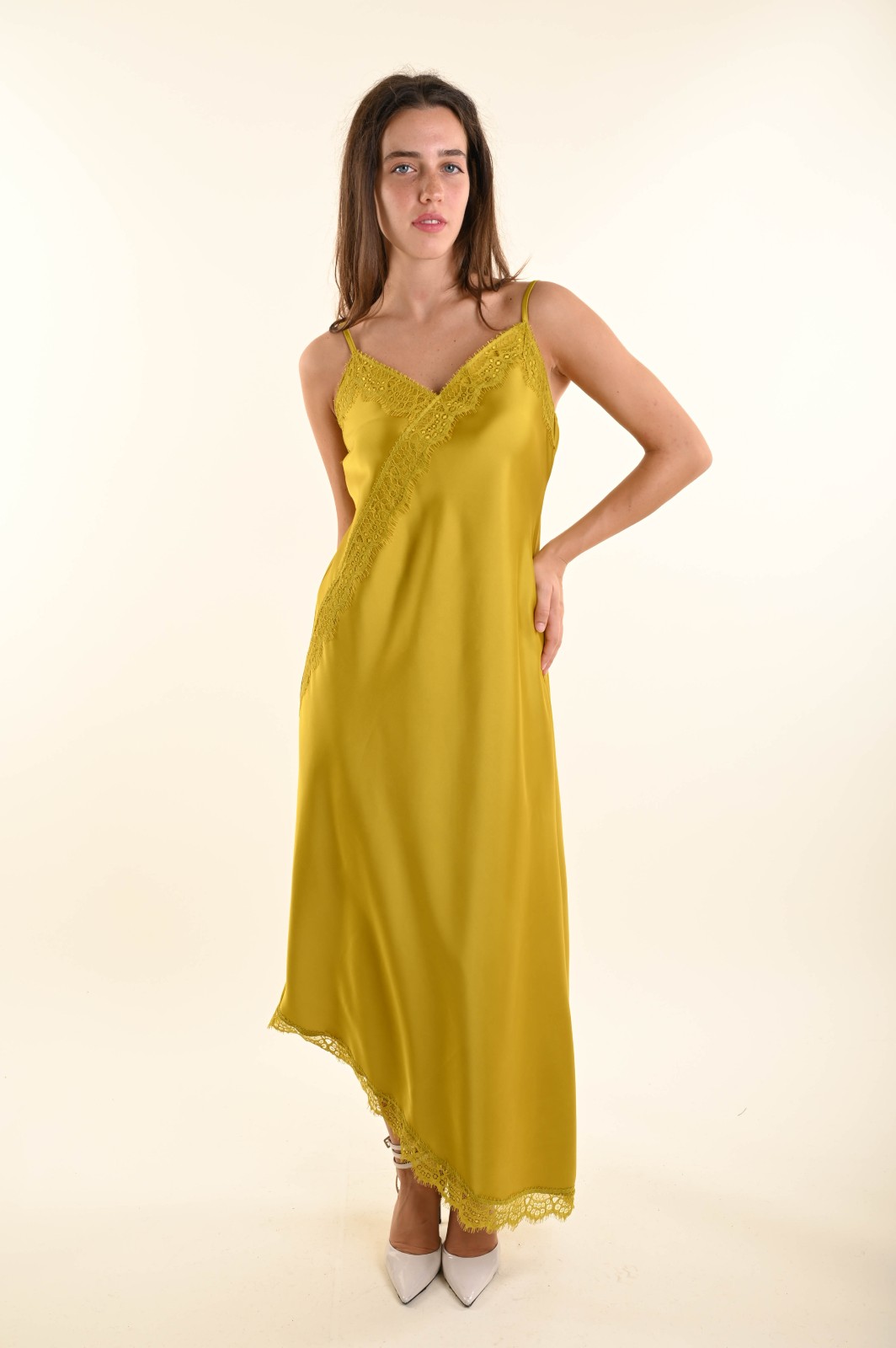 ESAT206-90_OLIO ABITO SATINATO CON PIZZO - Aceite, TU