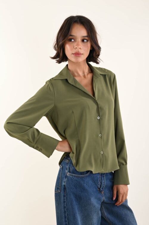 Alternative view of CAMICIA CON BOTTONI IN TESSUTO FLUIDO