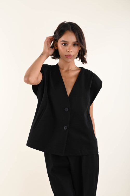 Alternative view of GILET CON DOPPIO BOTTONE E SPALLINE IMBOTTITE