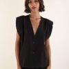GILET CON DOPPIO BOTTONE E SPALLINE IMBOTTITE - Moro, TU
