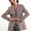 BLAZER DONNA FANTASIA PIED-DE-POULE - Beige, S