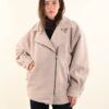 GIACCA OVERSIZE IN LANA COTTA CON ZIP E COLLO REVERS - Beige, TU