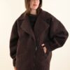 GIACCA OVERSIZE IN LANA COTTA CON ZIP E COLLO REVERS - Moro, TU