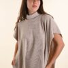 PONCHO IN MAGLIA A COLLO ALTO - Beige, TU