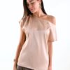 BLUSA SATIN CON SPALLA SCESA - Cipria, TU