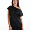 BLUSA SATIN CON SPALLA SCESA - Nero, TU