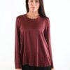 MAGLIA A MANICHE LUNGHE CON SCOLLO ROTONDO EFFETTO SATINATO - Bordeaux, M
