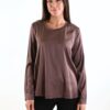 MAGLIA A MANICHE LUNGHE CON SCOLLO ROTONDO EFFETTO SATINATO - Moro, L