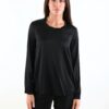 MAGLIA A MANICHE LUNGHE CON SCOLLO ROTONDO EFFETTO SATINATO - Nero, M