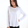 MAGLIA A MANICHE LUNGHE CON SCOLLO ROTONDO EFFETTO SATINATO - Panna, L