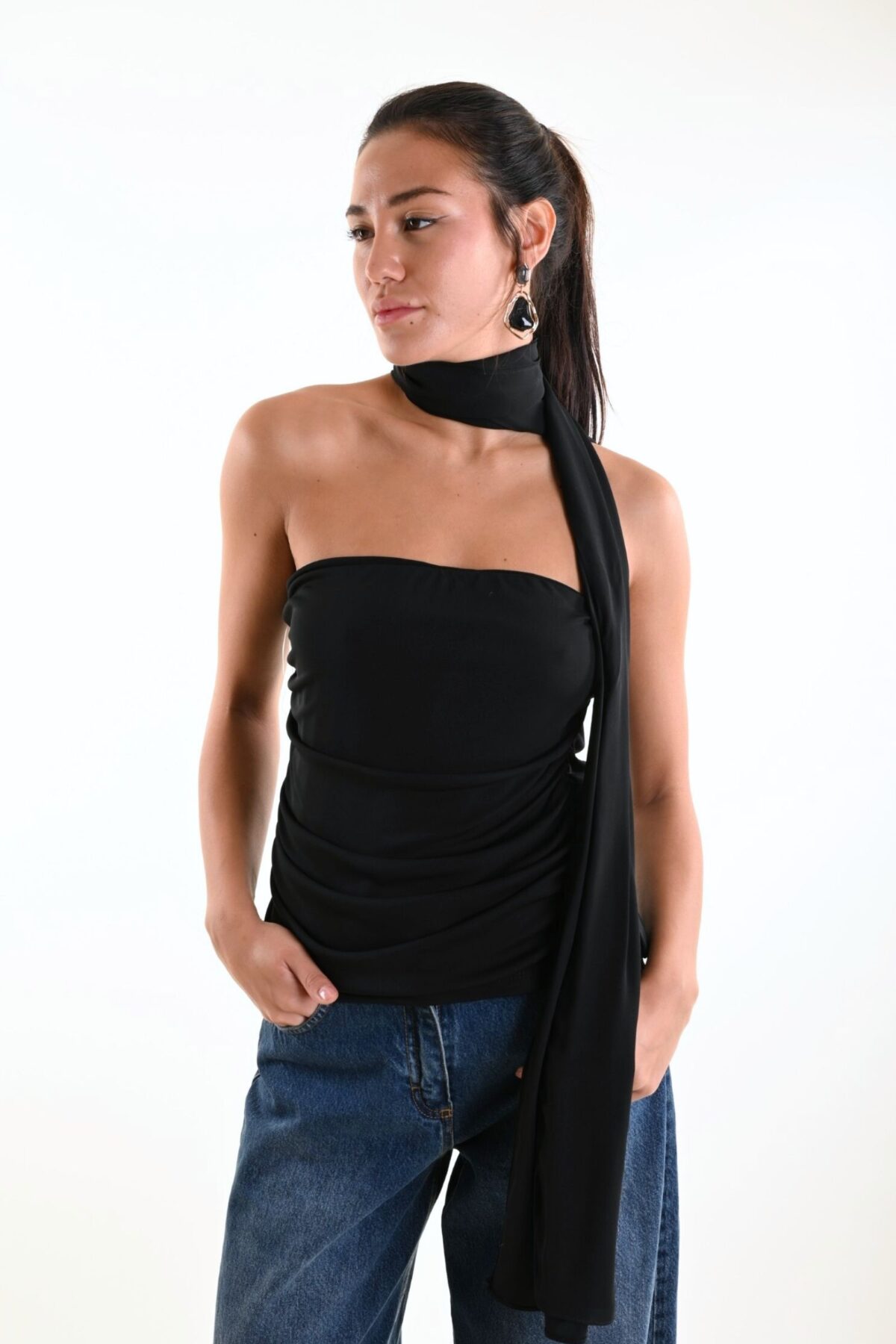 TOP A FASCIA CON COLLO A SCIALLE