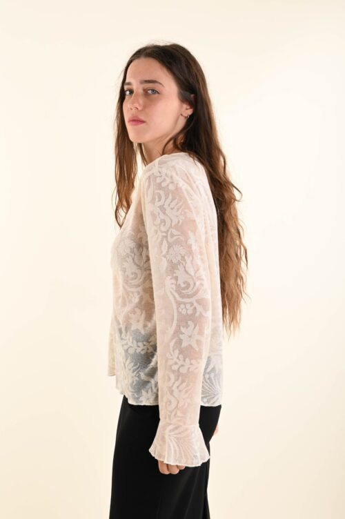 Alternative view of BLUSA IN PIZZO CON ARRICCIATURA FRONTALE
