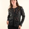 BLUSA IN PIZZO CON ARRICCIATURA FRONTALE - Nero, TU