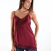 TOP SATINATO CON PIZZO E SPALLINE SOTTILI - Bordeaux, TU