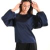 BLUSA SATIN CON MANICHE A PALLONCINO - Blu, TU