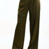PANTALONI A PALAZZO SATIN - Verde olive, S