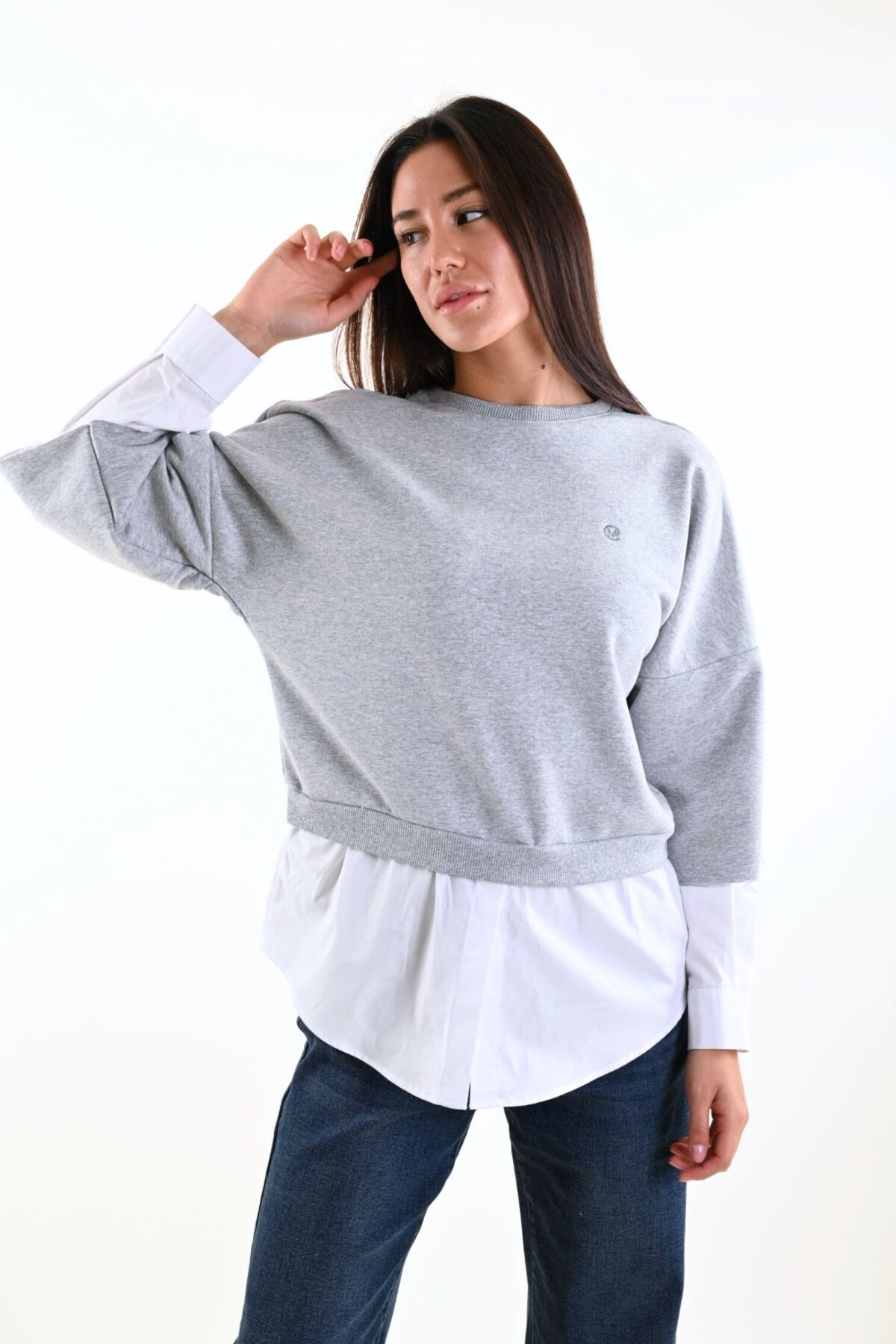 FELPA OVER CON INSERTO CAMICIA