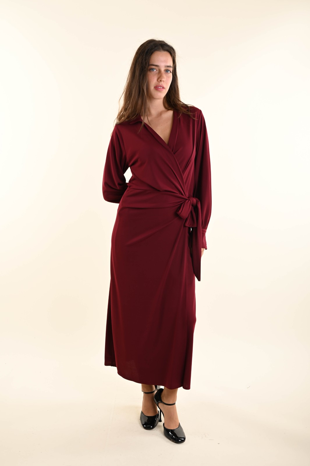 LM94573-90_BORDEAUX ABITO LUNGO CON FIOCCO - Uva, TU